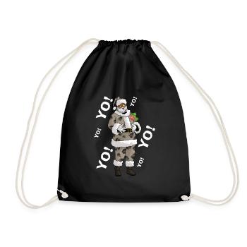 Schwarzer Afroamerikaner Santa Geschenk Schwarzes Weihnachten - Turnbeutel - Schwarz - Vorne