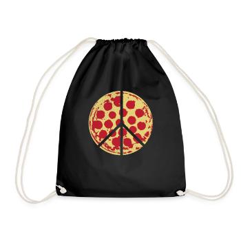 Pizza Frieden - lustiger Humor - Turnbeutel - Schwarz - Vorne