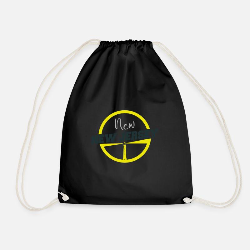 Typography New New Jersey - Drawstring Bag - black