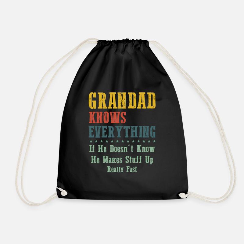 Grandad Knows Everything - Drawstring Bag - black