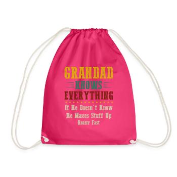 Grandad Know Everything - Drawstring Bag - fuchsia - Front