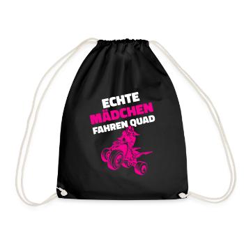 Quad Fahrerin Mädchen Frauen lustiges Quad Fahrer - Turnbeutel - Schwarz - Vorne