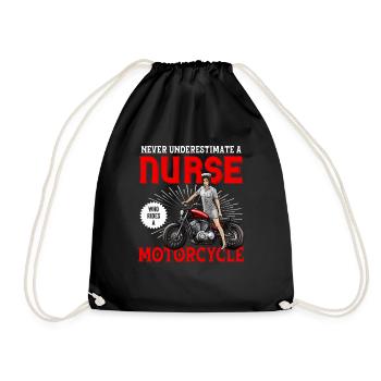 Krankenschwester Bikerin Krankenpflegerin Geschenk - Turnbeutel - Schwarz - Vorne
