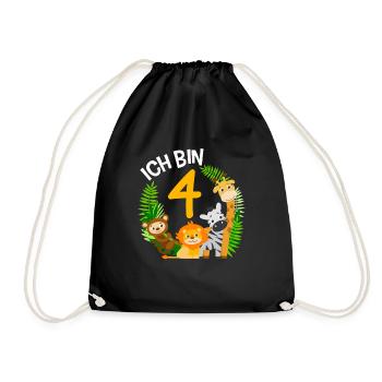 4. Geburtstag Geburtstagsshirt Dschungel Vierter - Turnbeutel - Schwarz - Vorne