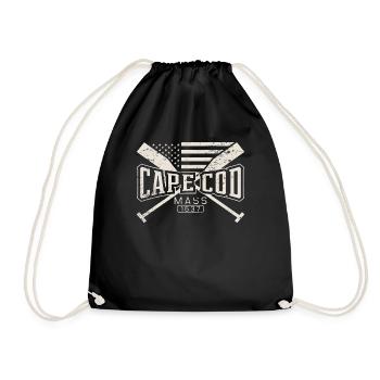 Cape Cod Nautical Vintage Style Gift Idea USA - Drawstring Bag - black - Front