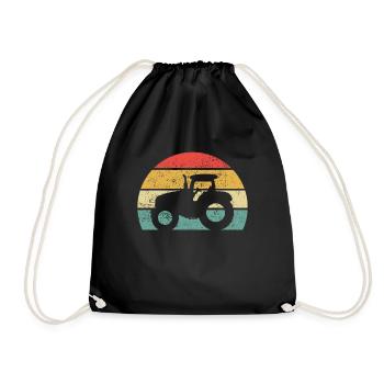 Farmer tractor harvesting tractor farmer farmer pasture - Drawstring Bag - black - Front