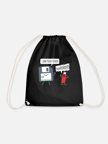 USB Floppy Disk - Nerd Geek Shirt - Drawstring Bag - black
