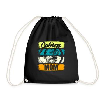 Golden Retriever Mom Dad Dog Gift T-Shirt - Drawstring Bag - black - Front