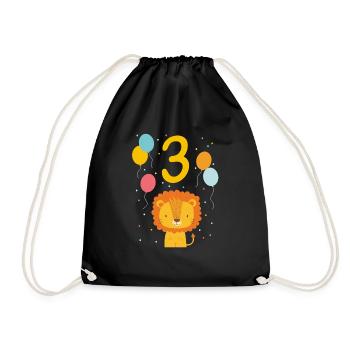 3. Geburtstag Geburtstagsshirt Löwe Dritter Geb - Turnbeutel - Schwarz - Vorne