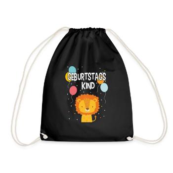Birthday child birthday children's birthday lion - Drawstring Bag - black - Front
