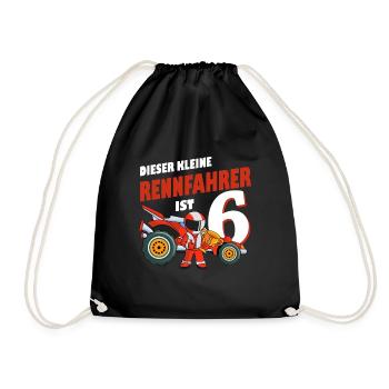 6. Geburtstag Rennfahrer 6 Jahre Alt Rennauto - Turnbeutel - Schwarz - Vorne