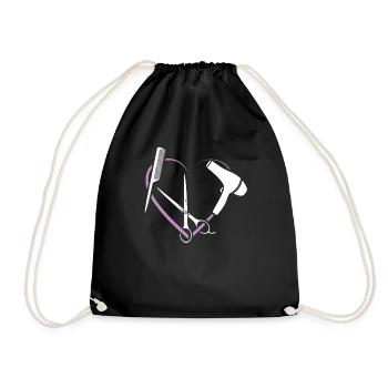 Damen Friseur Geschenk Salon Herz Liebe - Turnbeutel - Schwarz - Vorne