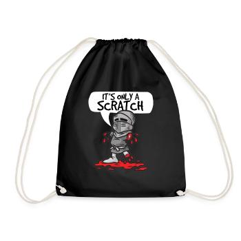 ITS ONLY A SCRATCH Ritter mit Fleischwunde Humor - Turnbeutel - Schwarz - Vorne