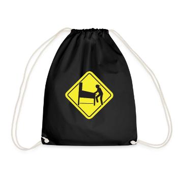 PINBALL street sign humor pinball player joke - Drawstring Bag - black - Front