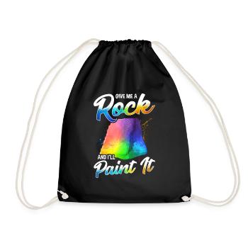 Artistic Give Me a Rock And I'll Paint It Painter - Drawstring Bag - black - Front