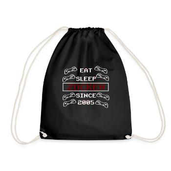 Funny Eat Sleep Zocken Since 2005 gift idea - Drawstring Bag - black - Front