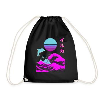 Rétro Aesthetic Iruka Écriture japonaise Vaporwave - Sac de sport léger - noir - Devant