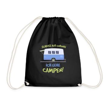 Scheiss auf Corona ich gehe Campen Geschenk Camper - Turnbeutel - Schwarz - Vorne