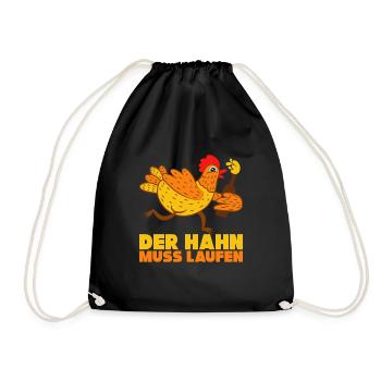Der Hahn Muss Laufen Schlager Fan Geschenk - Turnbeutel - Schwarz - Vorne