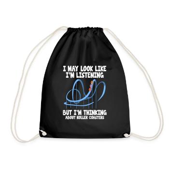 Rollercoaster roller coaster amusement park gift idea - Drawstring Bag - black - Front