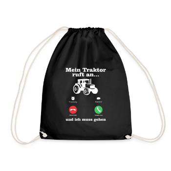 Mein Traktor Ruft An und Ich Muss Gehen - Turnbeutel - Schwarz - Vorne