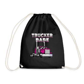 Trucker Babe LKW Fahrerin Truckerin Frauen - Turnbeutel - Schwarz - Vorne