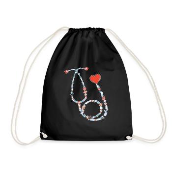 Doctor Nurse Medical Icons Stethoscope - Turnbeutel - Schwarz - Vorne