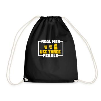 Womens Real Men Use Three Pedals For A Car - Drawstring Bag - black - Front