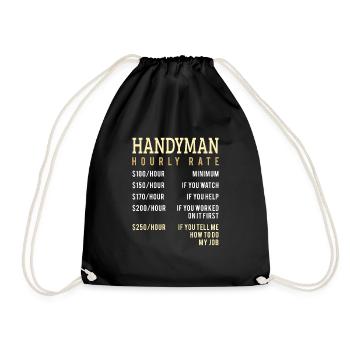 Womens Handyman Hourly Rate Price Chart For A - Drawstring Bag - black - Front
