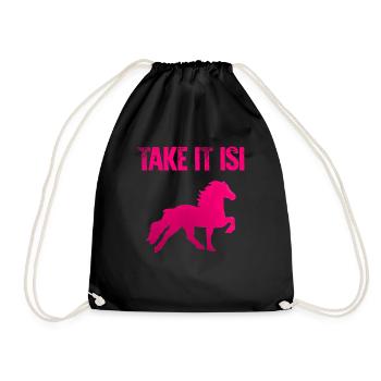 Take It Isi | Islandpferd Isländer Pony Tölt Pferd - Turnbeutel - Schwarz - Vorne