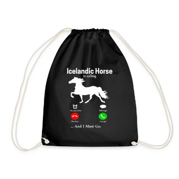 Icelandic horse - Drawstring Bag - black - Front