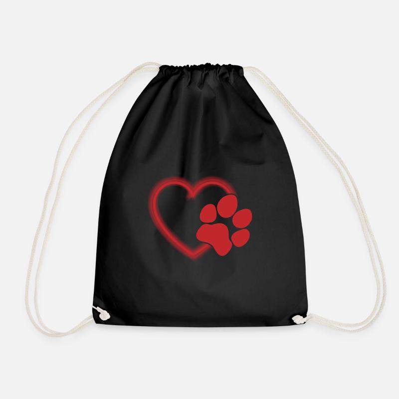 Paw heart - Drawstring Bag - black