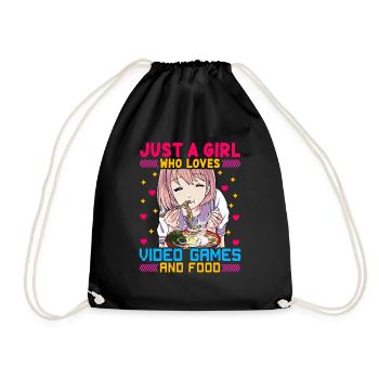 Mignonne juste une fille qui aime les jeux vidéo et la nourriture - Sac de sport léger - noir - Devant