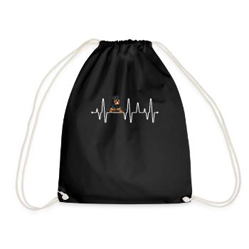 Rottweiler heartbeat - Drawstring Bag - black - Front