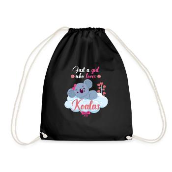 Koala Mädchen Tiere - Turnbeutel - Schwarz - Vorne