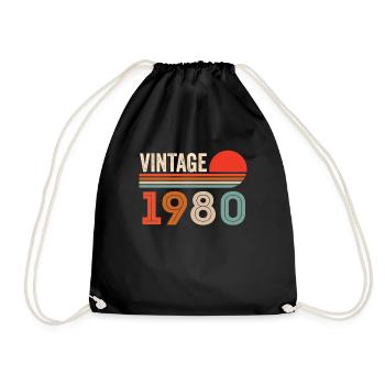 40. Jahre Geburtstag Vintage Retro 1980 Papa Mama - Turnbeutel - Schwarz - Vorne