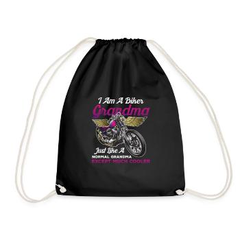 Ich bin ein Biker-Oma-Druck - Cooles Oma-Design - Turnbeutel - Schwarz - Vorne