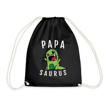 Daddy father papasaurus dinosaur dino father's day - Drawstring Bag - black - Front
