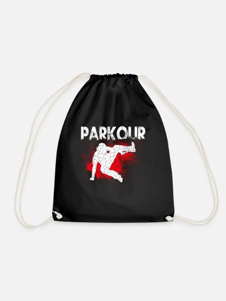 Parkour PK Freerunning Freerunner Tic Tac Ghettoga - Drawstring Bag - black