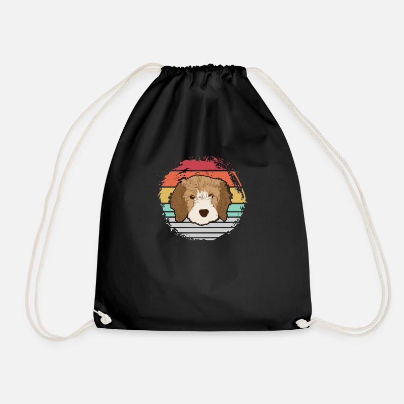 Cavapoo dog - Drawstring Bag - black