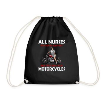 Nurse motorcyclist biker gift - Drawstring Bag - black - Front
