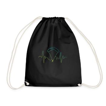 Paragliding heartbeat paragliding gift - Drawstring Bag - black - Front