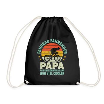 Fahrrad fahrender Papa Radfahrer Vater Vatertag - Turnbeutel - Schwarz - Vorne