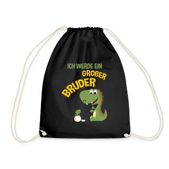 Ich Werde Ein Großer Bruder Dinosaurier Dino - Turnbeutel - Schwarz - Vorne