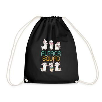 Llama alpaca - Drawstring Bag - black - Front