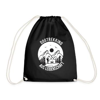 Dog trekking hiking with dog Canicross gift - Drawstring Bag - black - Front