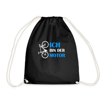 ICH BIN DER MOTOR Anti E-Bike Fahrrad Fahrer Biker - Turnbeutel - Schwarz - Vorne