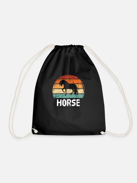 horse - Drawstring Bag - black