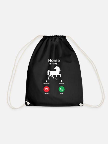 Horse horses cute riding gift gift idea - Drawstring Bag - black