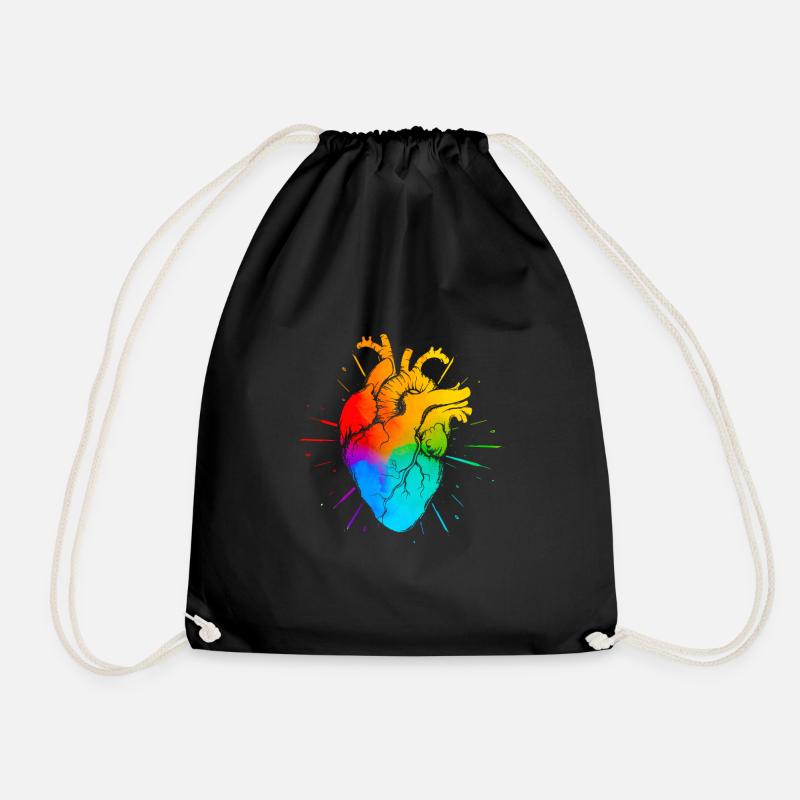 LGBT Rainbow Heart - Turnbeutel - Schwarz
